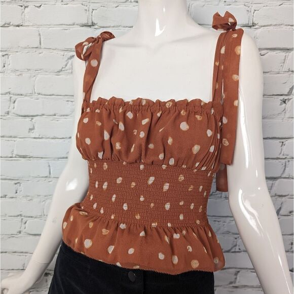 Aritzia Wilfred Smock tank top tied straps polka dot XXS - Picture 1 of 7